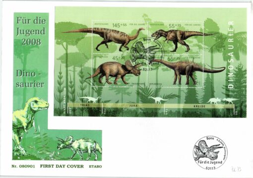 Deutschland 2008 FDC SST Mi. 2687-2690 Dinosaurier Block 73 [M2] 