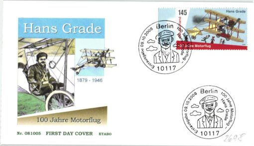 Deutschland 2008 FDC SST Mi. 2698 Hans Grade Motorflug [M2] 