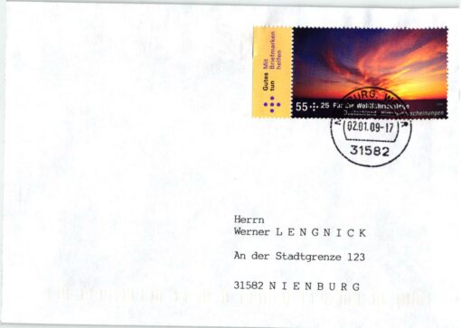 Deutschland 2009 FDC TST Mi. 2708 Wohlfahrt Sonnenuntergang [M2] 
