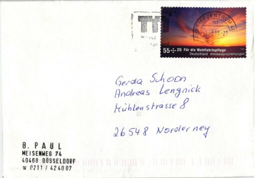 Deutschland 2009 Bedarfsbrief Mi. 2708 Wohlfahrt Sonnenuntergang [M2] 