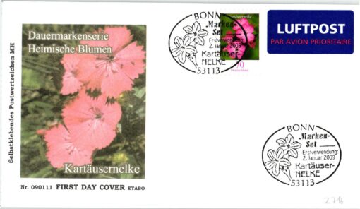 Deutschland 2009 FDC SST Mi. 2716 Heimische Blumen Kartäusernelke selbstklebend [M2] 