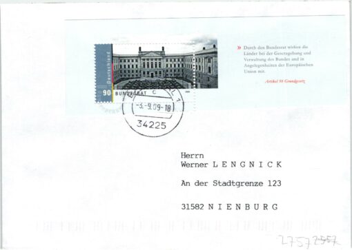 Deutschland 2009 FDC TST Mi. 2757 Deutscher Bundestag Herrenhaus Bundesrat [M2] 