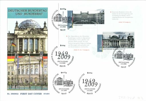 Deutschland 2009 FDC SST Mi. 2757-2758 Bl. 76 Deutscher Bundestag [M2] 