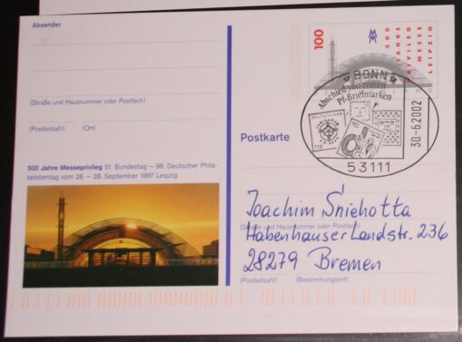 Deutschland PSo 47 Messe Leipzig 1997 Messeprivileg SST Bonn Abschied Pfennig Briefmarken