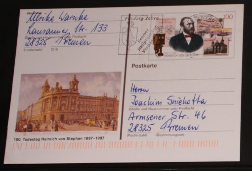 Deutschland PSo 49 Heinrich v. Stephan 1997 100. Todestag Bedarfsverwendung 