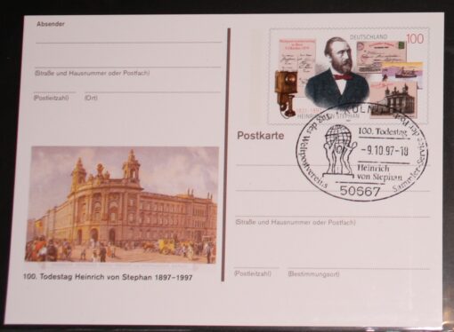 Deutschland PSo 49 Heinrich v. Stephan 1997 100. Todestag SST Köln 100. Todestag H.v. Stephan