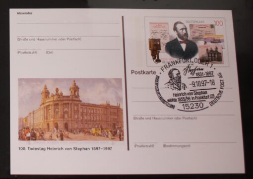Deutschland PSo 49 Heinrich v. Stephan 1997 100. Todestag SST Frankfurt Heinrich von Stephan wirkte 1831-1897