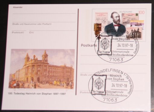 Deutschland PSo 49 Heinrich v. Stephan 1997 100. Todestag SST Sindelfingen Heinrich von Stephan