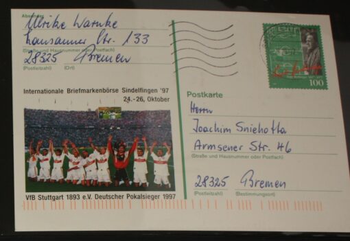 Deutschland PSo 50 Sepp Herberger 1997 VfB Stuttgart Pokalsieger Bedarfsverwendung 