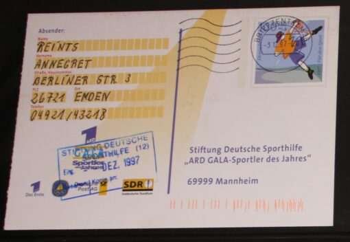Deutschland FP 14 Basket für Sport 1997 ARD Gala Sportler des Jahres Sporthilfe Bedarfsverwendung 