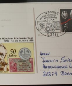 Deutschland PSo 51 Ludwig Erhard 1997 Münchner Briefmarkentage 1998 SST Bonn Abschied Pfennig Briefmarken 2002