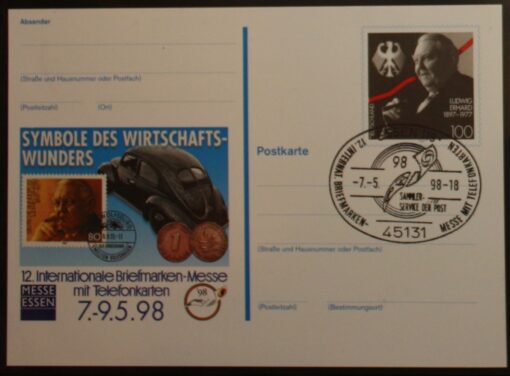 Deutschland PSo 52 Ludwig Erhard 1997 Messe Essen 1998 SST Essen Messe Telefonkarten