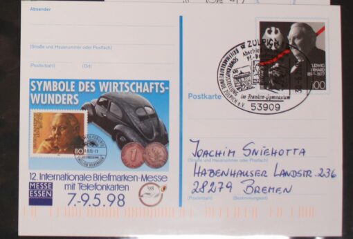 Deutschland PSo 52 Ludwig Erhard 1997 Messe Essen 1998 SST Zülpich Abschied pf. Briefmarken