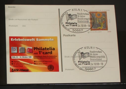 Deutschland PSo 61 Hildegard von Bingen 1999 Philatelia mit T'Card 1999 SST Köln Sonderschau Bundesrepublik Deutschland
