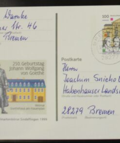 Deutschland PSo 62 Weimar 1999 Geburtstag Goethe TST Bremen