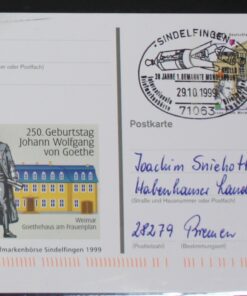 Deutschland PSo 62 Weimar 1999 Geburtstag Goethe SST Sindelfingen Bemannte Mondlandung Apollo 11
