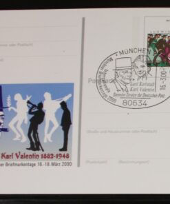 Deutschland PSo 65 Ludwig Thoma 1996 Briefmarkentage Karl Valentin SST München Lisl Karlstadt Karl Valentin 2000