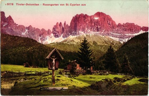 Tiroler Dolomiten - Rosengarten von St. Cyprian aus;  Südtirol
