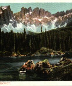 Karersee mit Lattemar Latemar; Correspondenz Karte; Südtirol