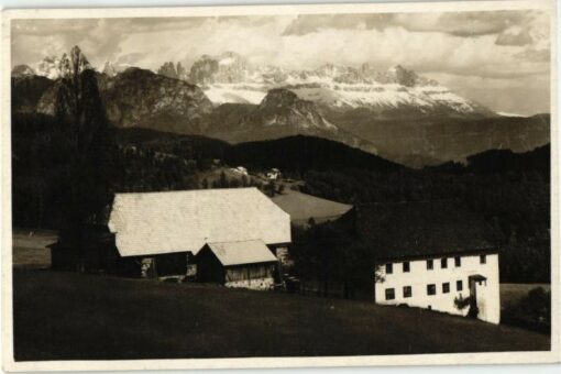 Soprabolzano Wieser verso Catinaccio, Oberbozen gegen Rosengarten; 1931; Perutz; Südtirol