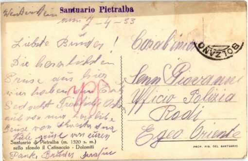 Santuario di Petralba Catinaccio, Weissenstein Rosengarten; 1933; Südtirol – Bild 2