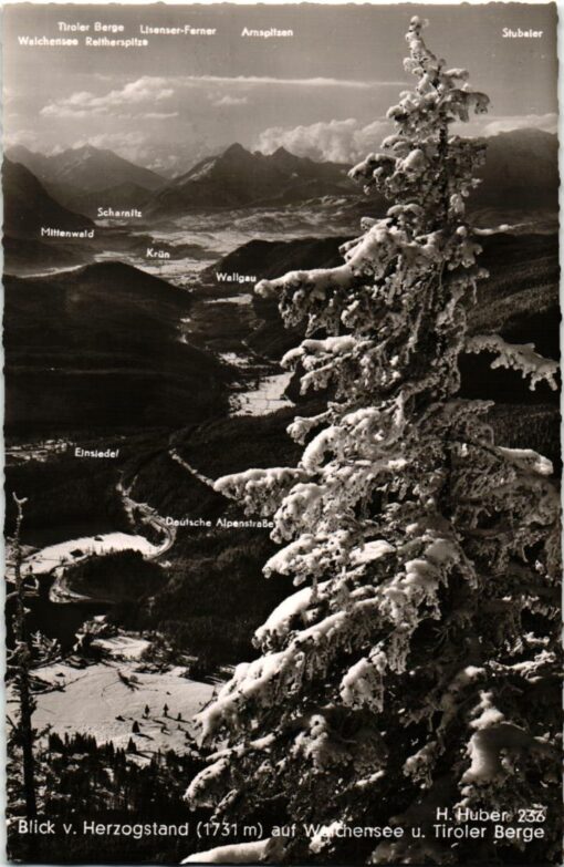 Blick Herzogstand Walchensee Tiroler Berge, garmisch; Huber Postkarte; Tirol