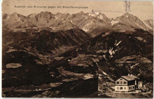Ausblick Kronplatz gegen Riesenfernergruppe; 1922; Mahl; Südtirol