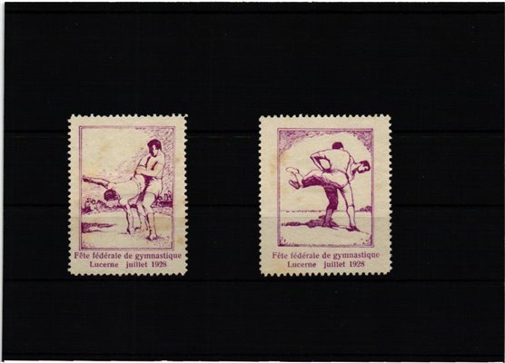 Poster stamp cinderella Vignette Sport Reklamemarke Lucerne 1928 Fete Gymnastique Suisse Luzern