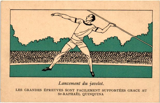CPA Olympic Jeux olympiques Paris 1924 ST-RAPHAEL QUINQUINA - Lancement du javelot