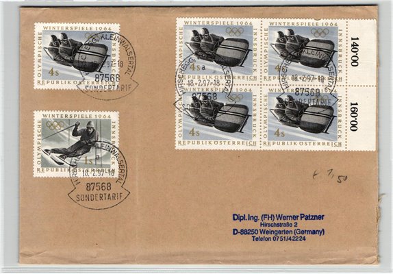 Austria, 1997 Hirschegg 1997 Sondertarif, Innsbruck 1964 Olympische Spiele Olympic Games Bob, Ski