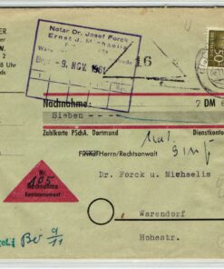 Deutsche Bundespost, Heuss 1961 50 Pf Nachnahme Brief