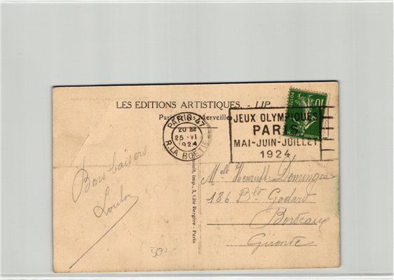 France, Paris 1924,Paris R.LA BOTIE 25.06.1924, Olympic Games, Olympia, JO