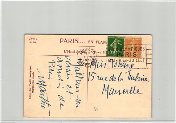 France, Paris 1924,Paris XVI PLACE CHOPIN 11.06.1924, Olympic Games, Olympia, JO