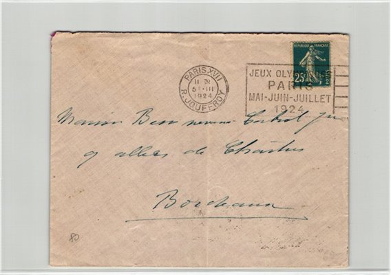 France, Paris 1924,Paris XVII R.JOUFFROY, Olympic Games, Olympia, JO