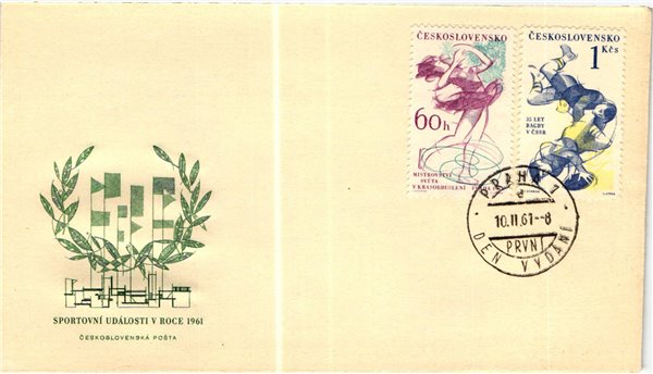 CSSR, 1961 Rugby Eiskunstlauf, Mi. 1247-1248 FDC Olympia, JO Olympic Games