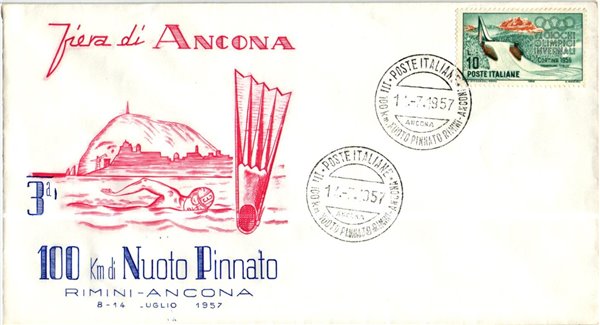 Italia, 1957 Rimini-Ancona, 100 km Nuoto Pinnato, Flossen Schwimmen