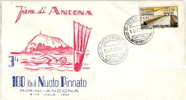 Italia, 1957 Rimini-Ancona, 100 km Nuoto Pinnato, Flossen Schwimmen