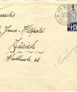 Schweiz Soldatenmarken, 9.DIV. Mitr.KP.IV/109 Feldpost