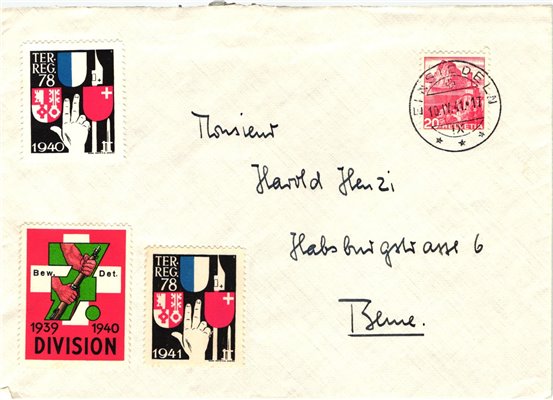 Schweiz Soldatenmarken, TER.RG.78 1940 1941 BEW.Det. Division 1939. Feldpost