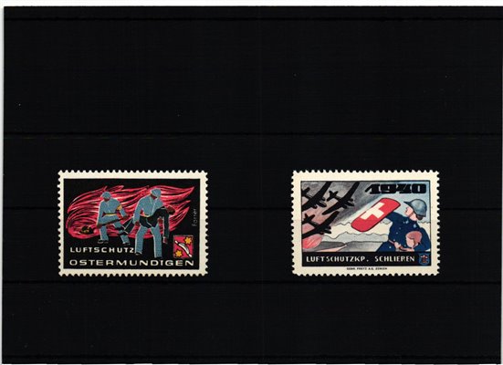 Schweiz Soldatenmarken, LUFTSCHUTZ OSTERMUNDIGEN; SCHLIEREN 1940