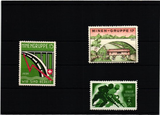 Schweiz Soldatenmarken, MINIEUR BATAILLON; MINENGRUPPE; 1939 1940