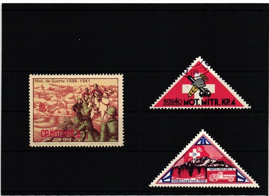 Schweiz Soldatenmarken, MOT.MITR.KP. MOBILISATION GUERRE 1939 1940 1941