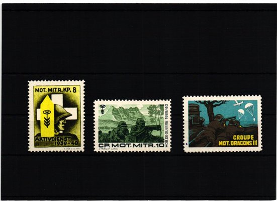 Schweiz Soldatenmarken, CP.MOT.MITR.  MOT.Mitr.KP, Groupe DRAGONS, Aktivdienst 1939 1940