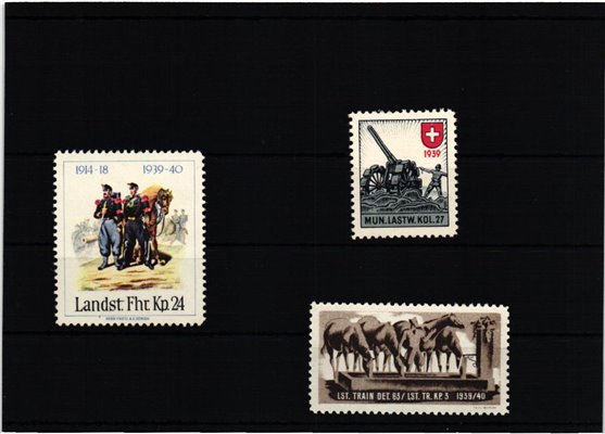 Schweiz Soldatenmarken, Landst. Fhr. Kp. Mun.Lastw.Kol. LST.Train.Det. 1939 1940