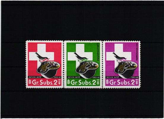 Schweiz Soldatenmarken, GR.Subs. Cp.Subs. Col.Auto.Subs. 1939-40