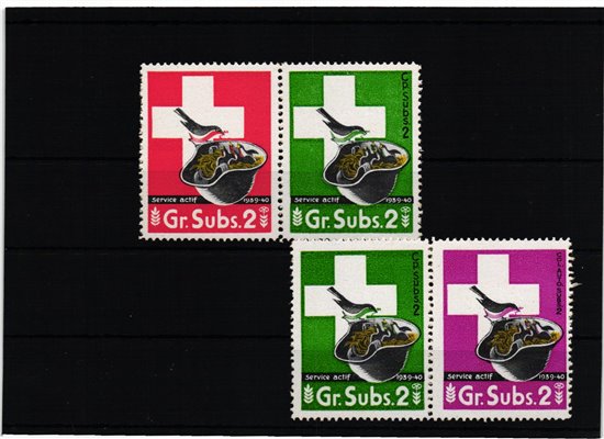 Schweiz Soldatenmarken, GR.Subs. Cp.Subs. Col.Auto.Subs. 1939-40