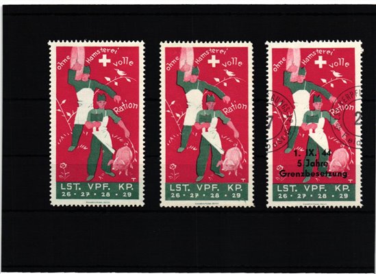 Schweiz Soldatenmarken, LST.Abt.KP.  Verpflegungs Kompanie Grenzbesetzung 1939 1940 1944