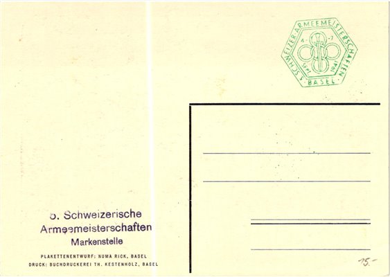 Schweiz Armeemeisterschaften in Basel 1941 SST Markenstelle – Bild 2