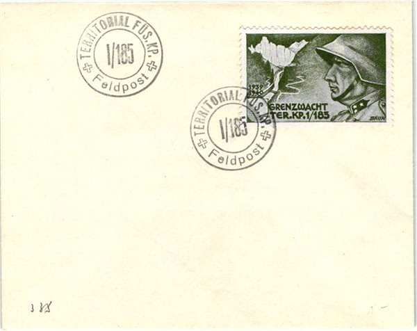 Schweiz Soldatenmarken, Grenzwacht Ter.KP. 185 Territorial FÜS. KP. Feldpost