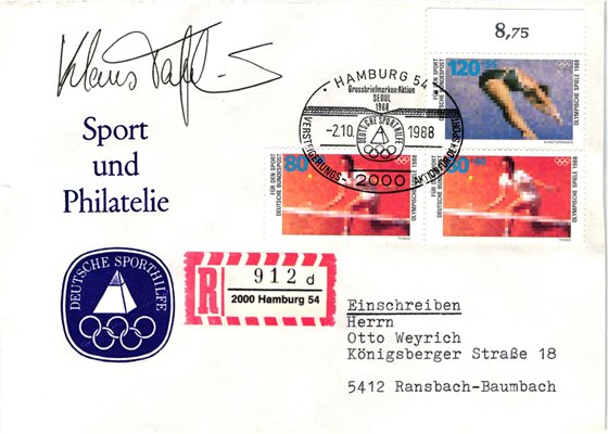 Deutschland, Sport, Mi. 1354-55 SST Reko, Olympia Seoul 1988 Tafelmeier Klaus Turmspringen Tennis 